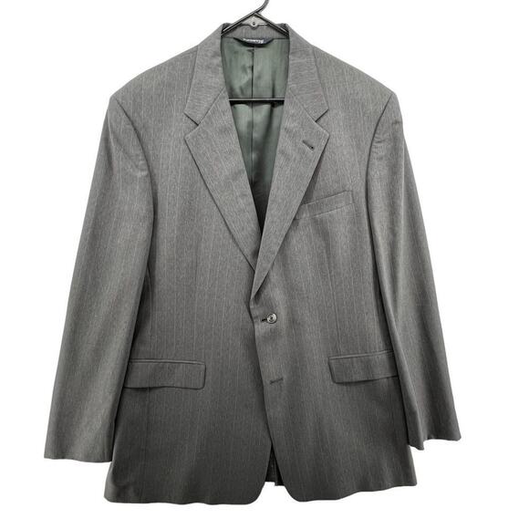 Burberrys Size 44L Gray Suit Jacket Sports Coat Vertical Stripes Two Button - Picture 1 of 7